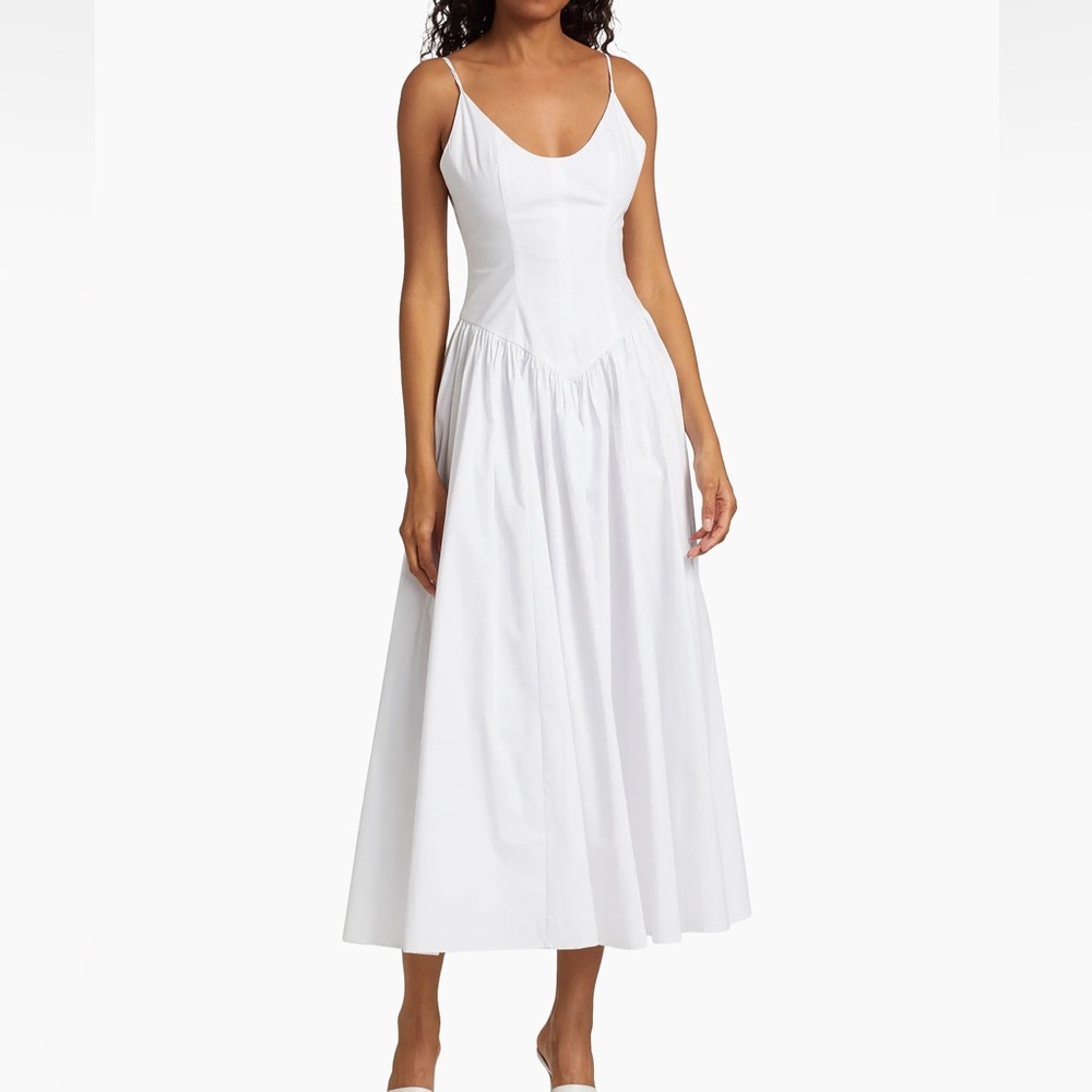 STAUD White Dena Midi Dress